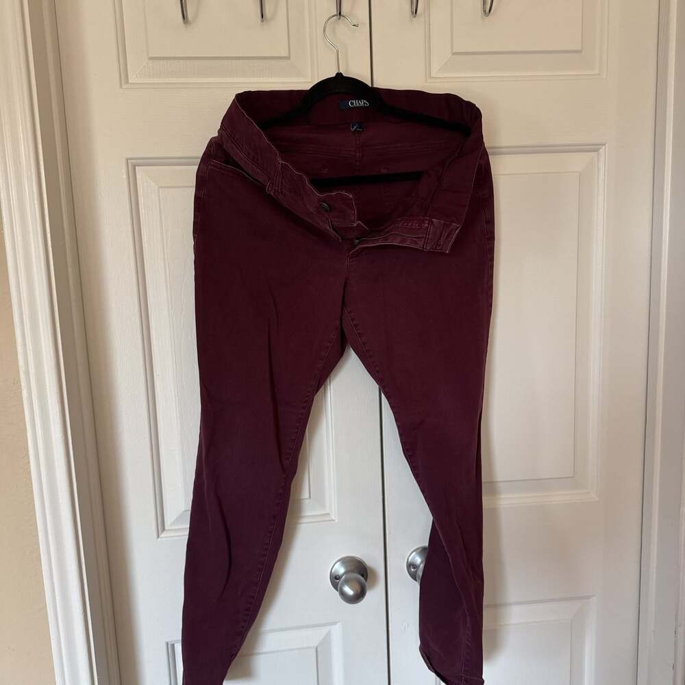 Women's Chaps Fit Shape Sculpt Slimming Fit Maroon Straight Leg - Size 12P